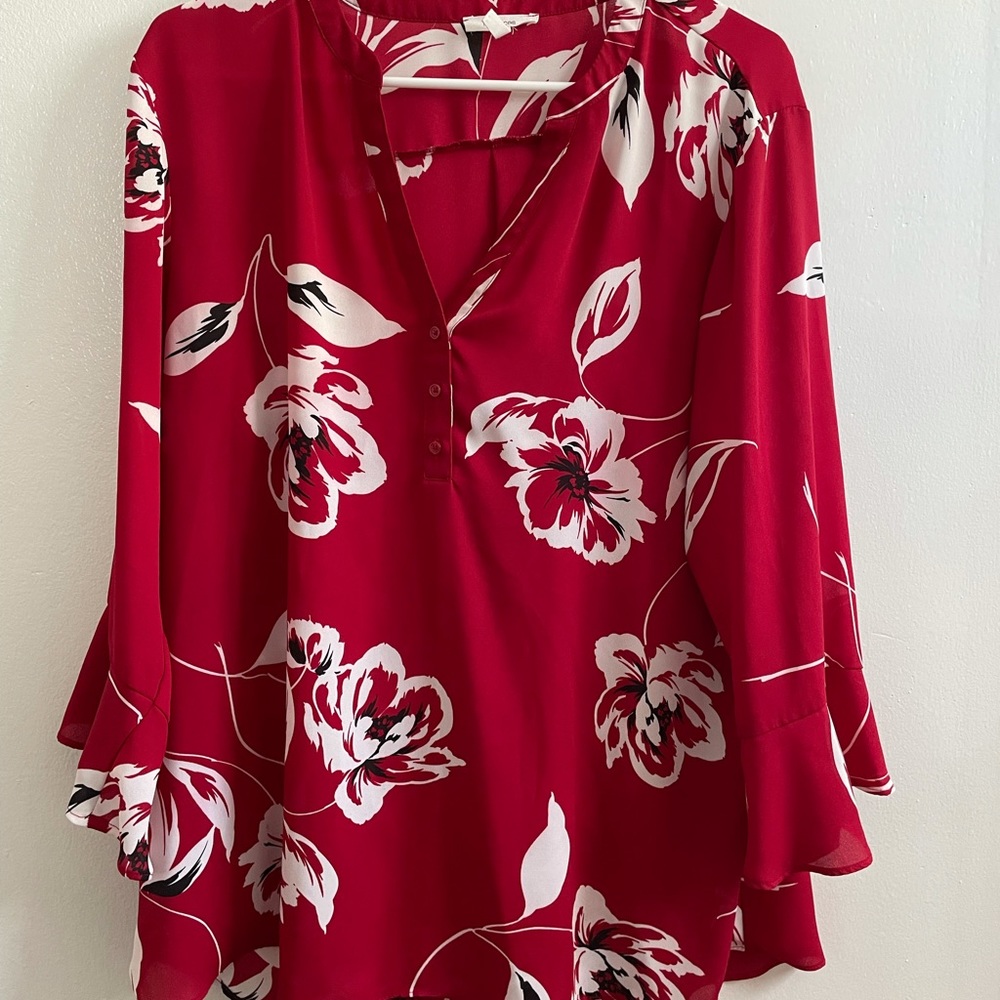 Maurices red floral blouse